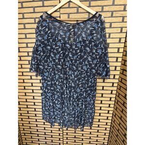 BLOOMCHIC Black And Blue Floral Mesh Swimdress Size 26